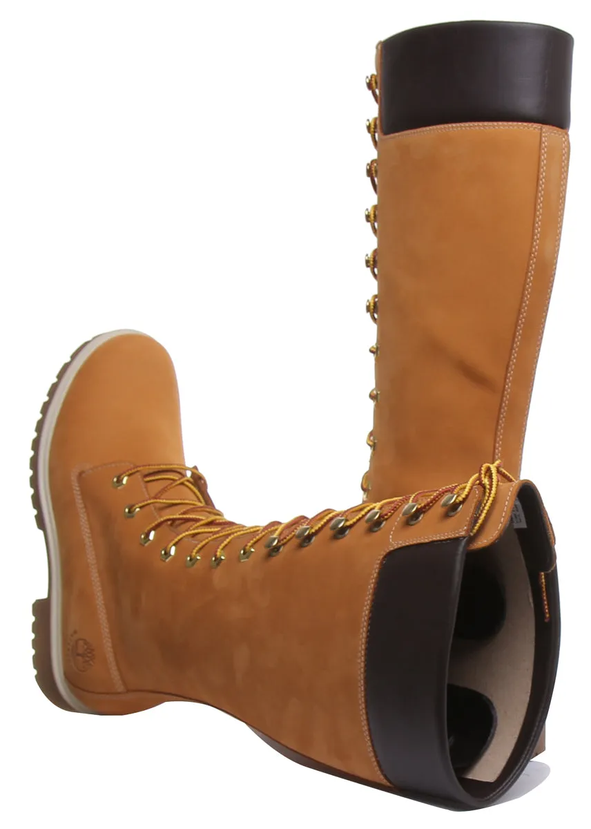 Timberland Tall 14 Inch Lace Up Boots In Wheat For Women Shoes Timberland