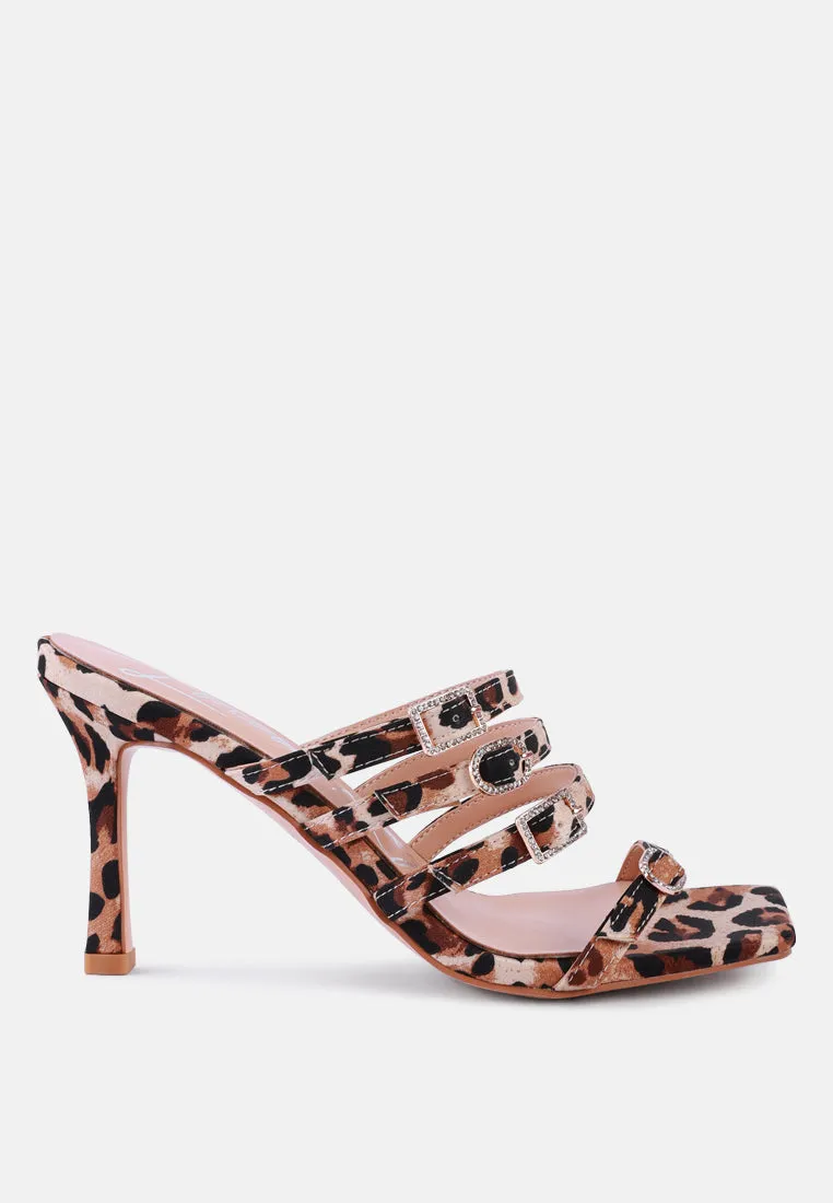 times up diamante buckle mid heel sandals