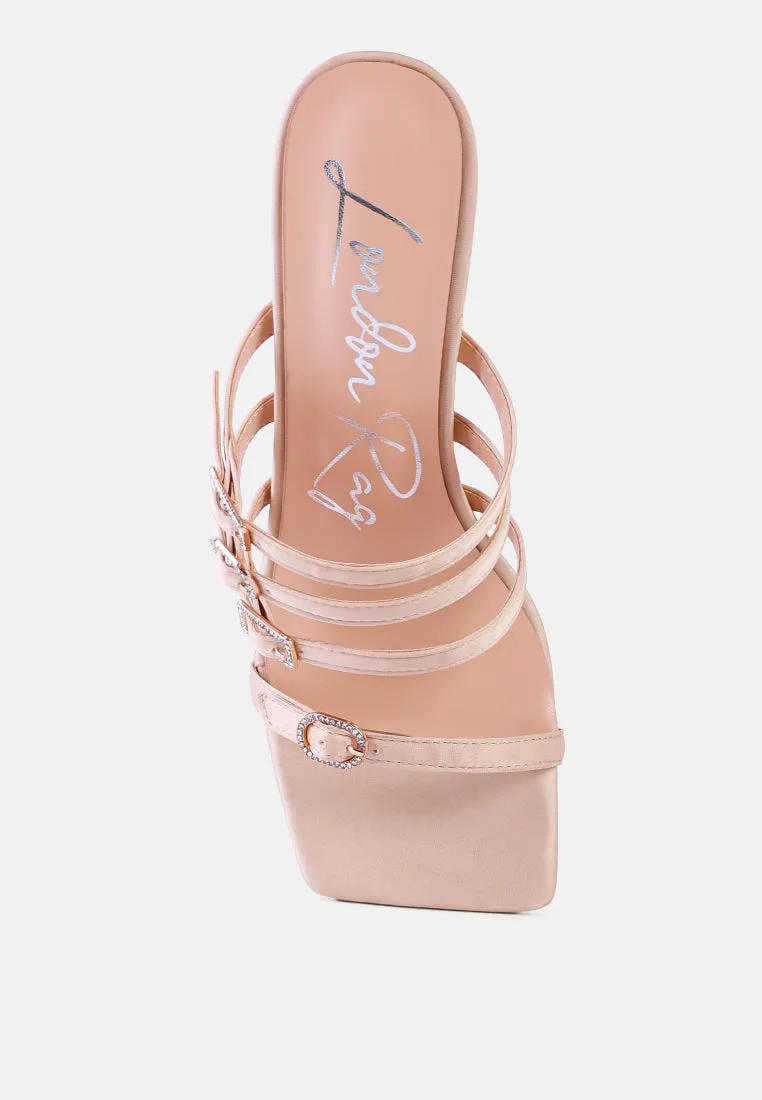 times up diamante buckle mid heel sandals