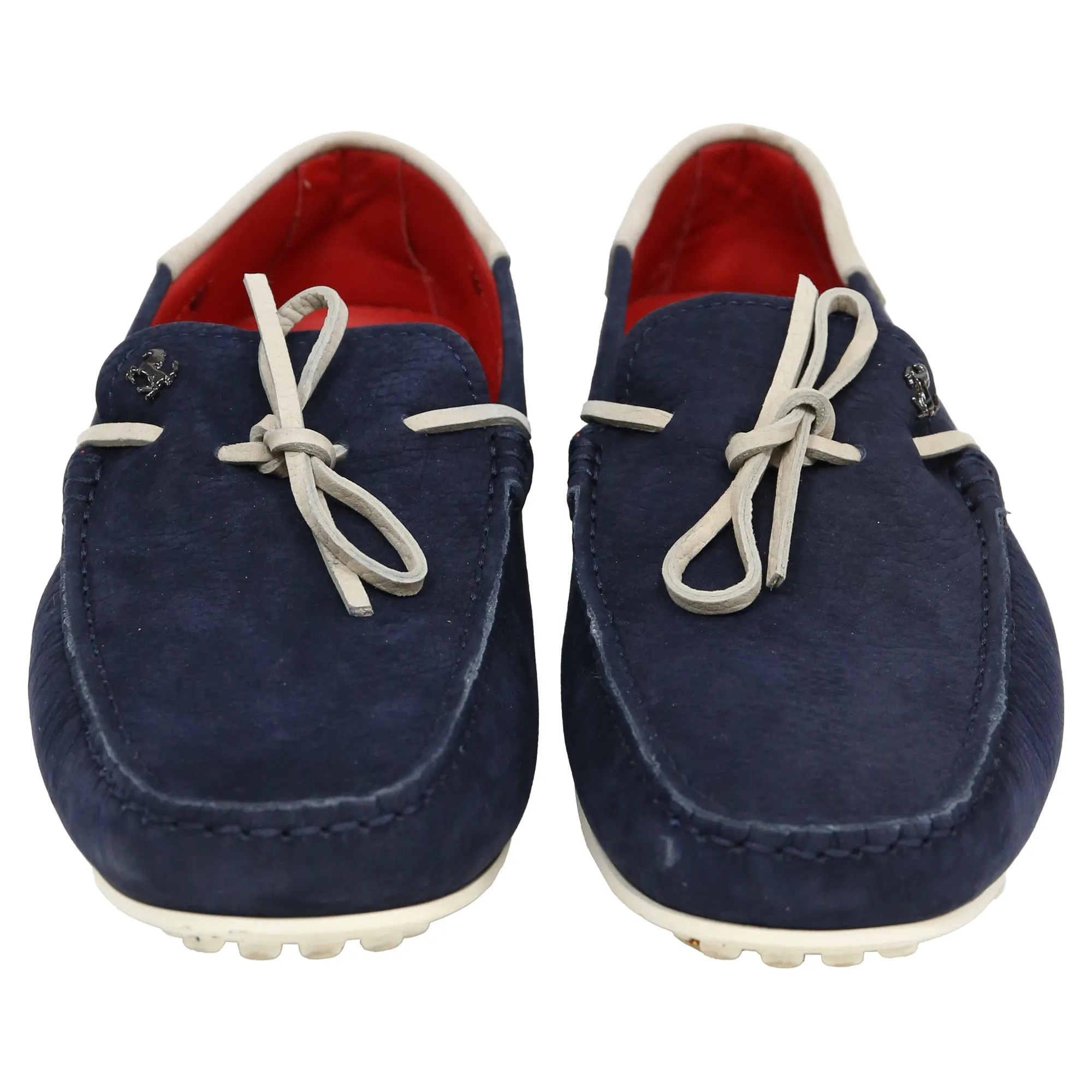 Tod's For Ferrari Bow Loafers in Navy Blue Leather