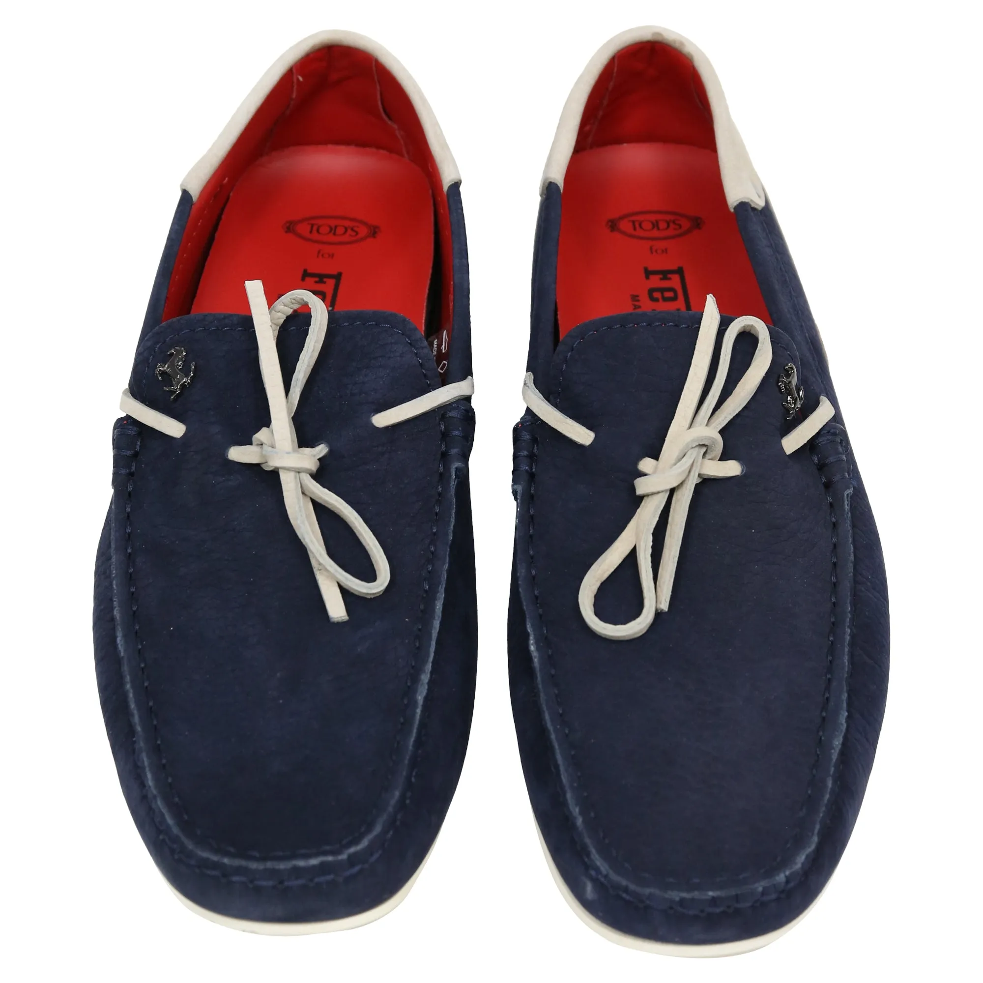 Tod's For Ferrari Bow Loafers in Navy Blue Leather
