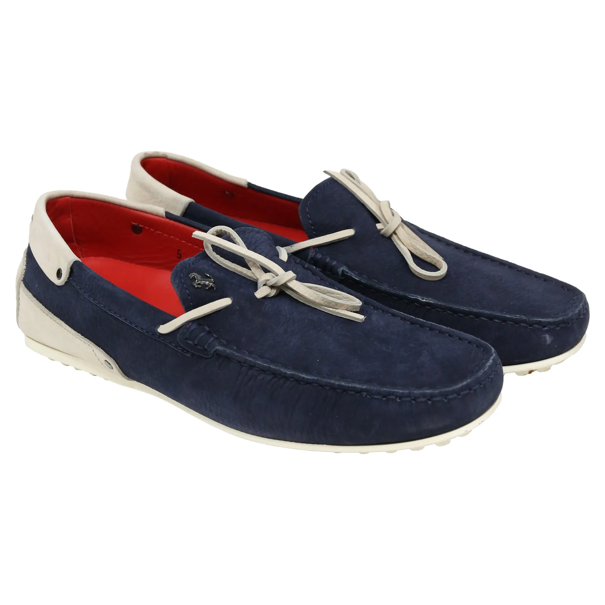 Tod's For Ferrari Bow Loafers in Navy Blue Leather