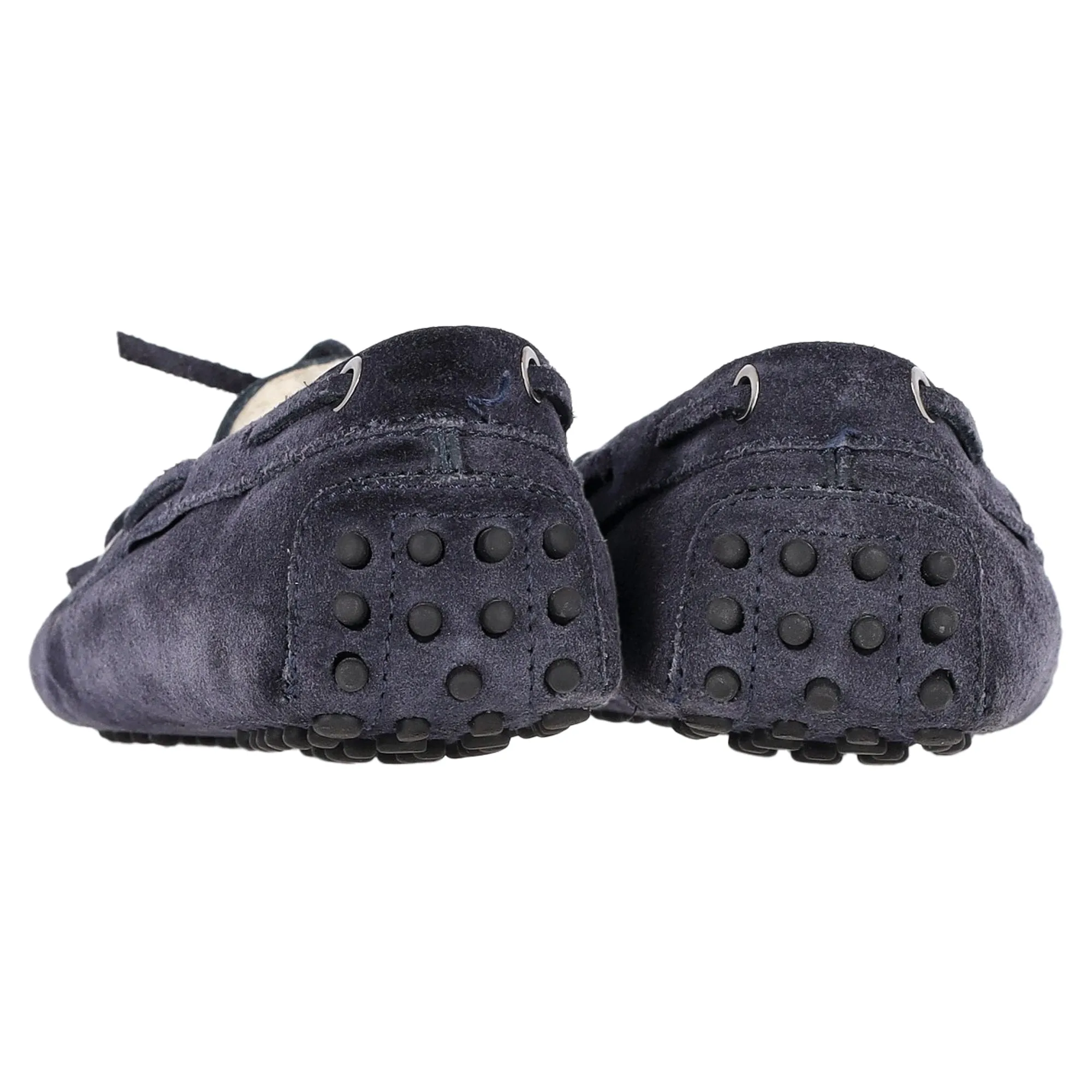 Tod's  Fur-Lined Loafers in Navy Blue Calfskin Suede
