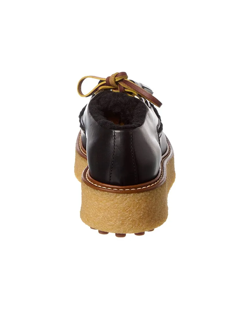 TOD��s Leather & Shearling Platform Loafer