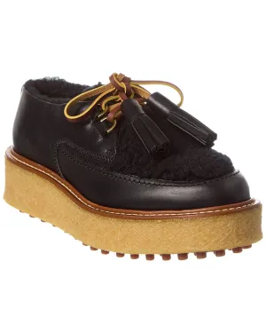 TOD��s Leather & Shearling Platform Loafer