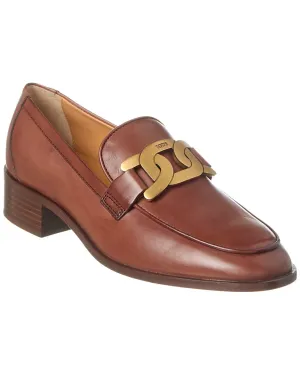 TOD��s Logo Chain Detail Leather Loafer