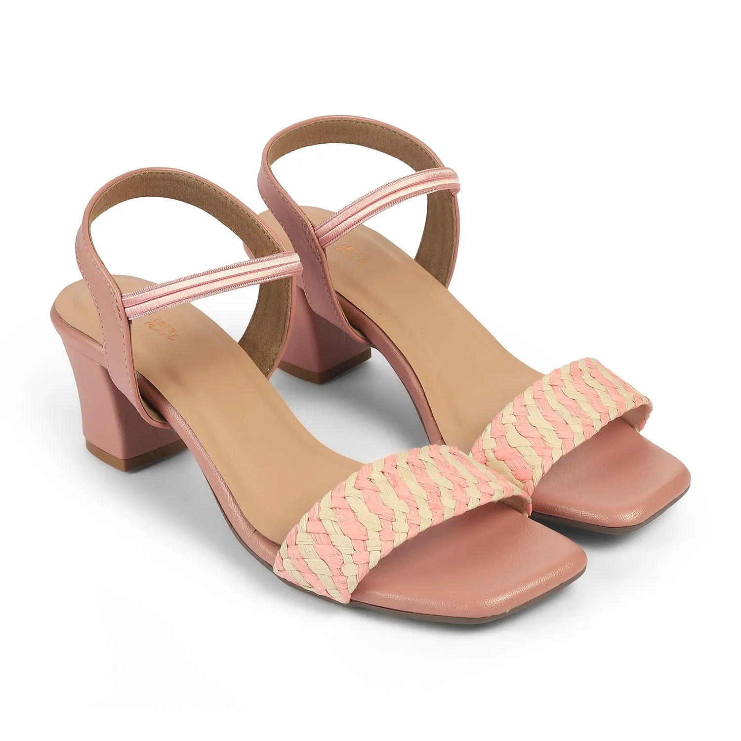 Tresmode Cescross Pink Women's Dress Block Heel Sandals