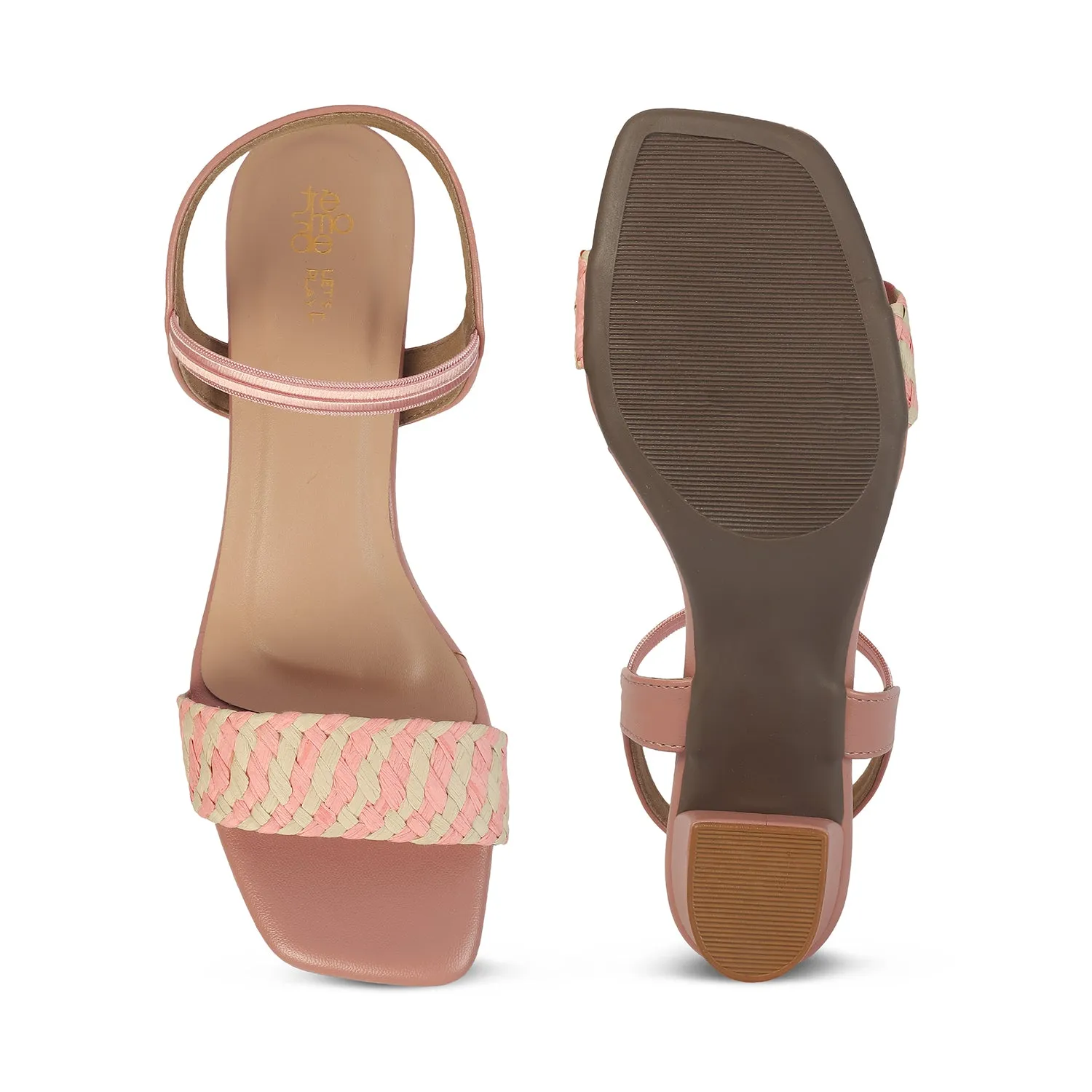 Tresmode Cescross Pink Women's Dress Block Heel Sandals