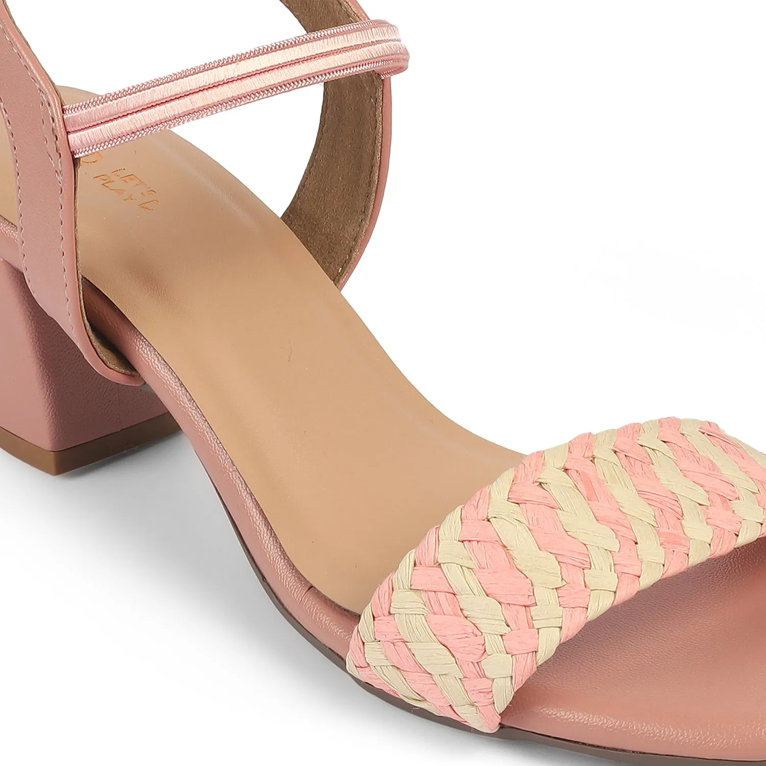 Tresmode Cescross Pink Women's Dress Block Heel Sandals