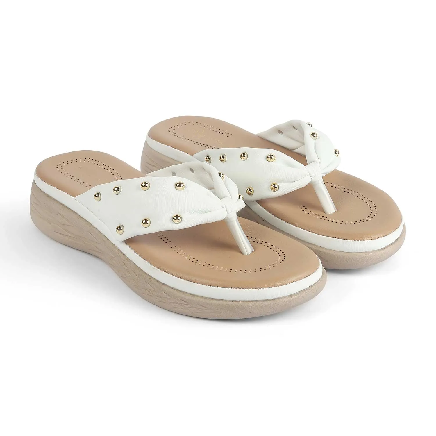 Tresmode Haiv White Women's Casual Platform Wedge Sandals