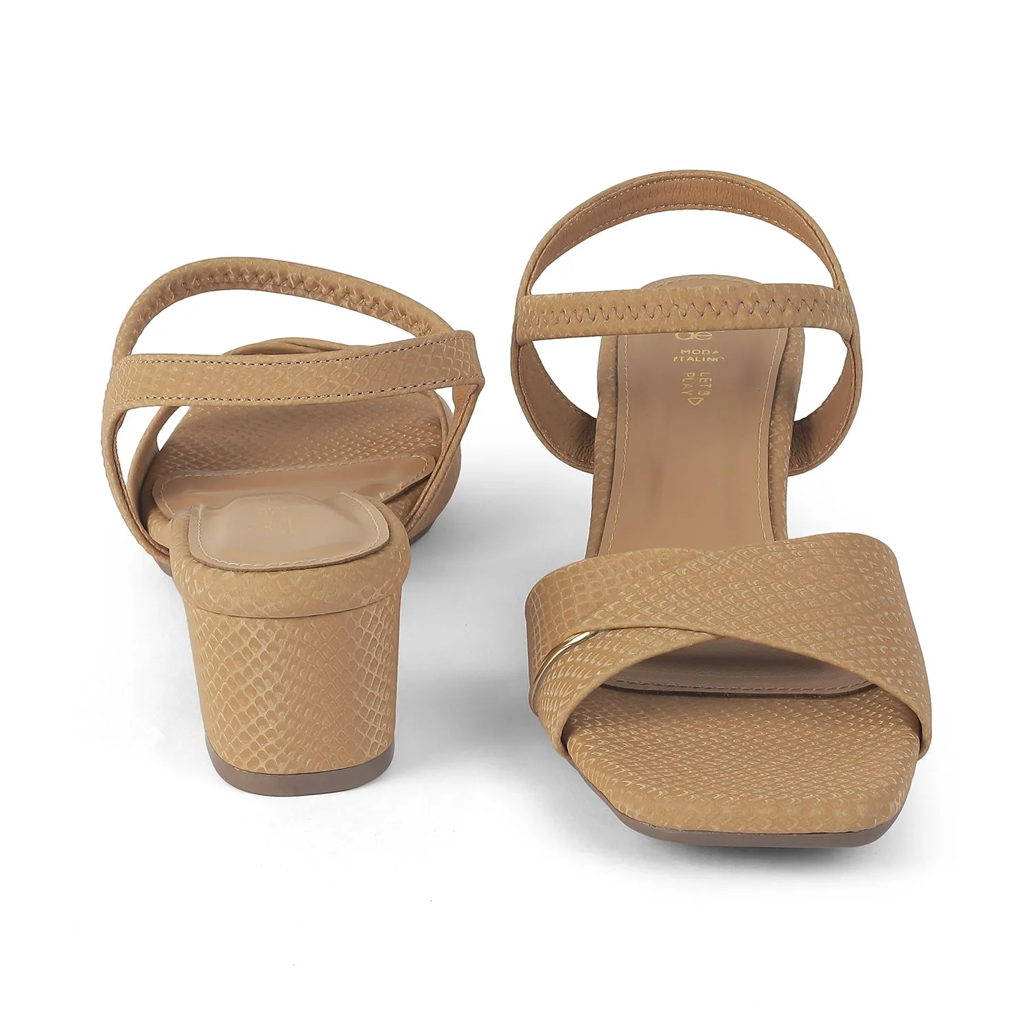 Tresmode Lux Beige Women's Dress Block Heel Sandals