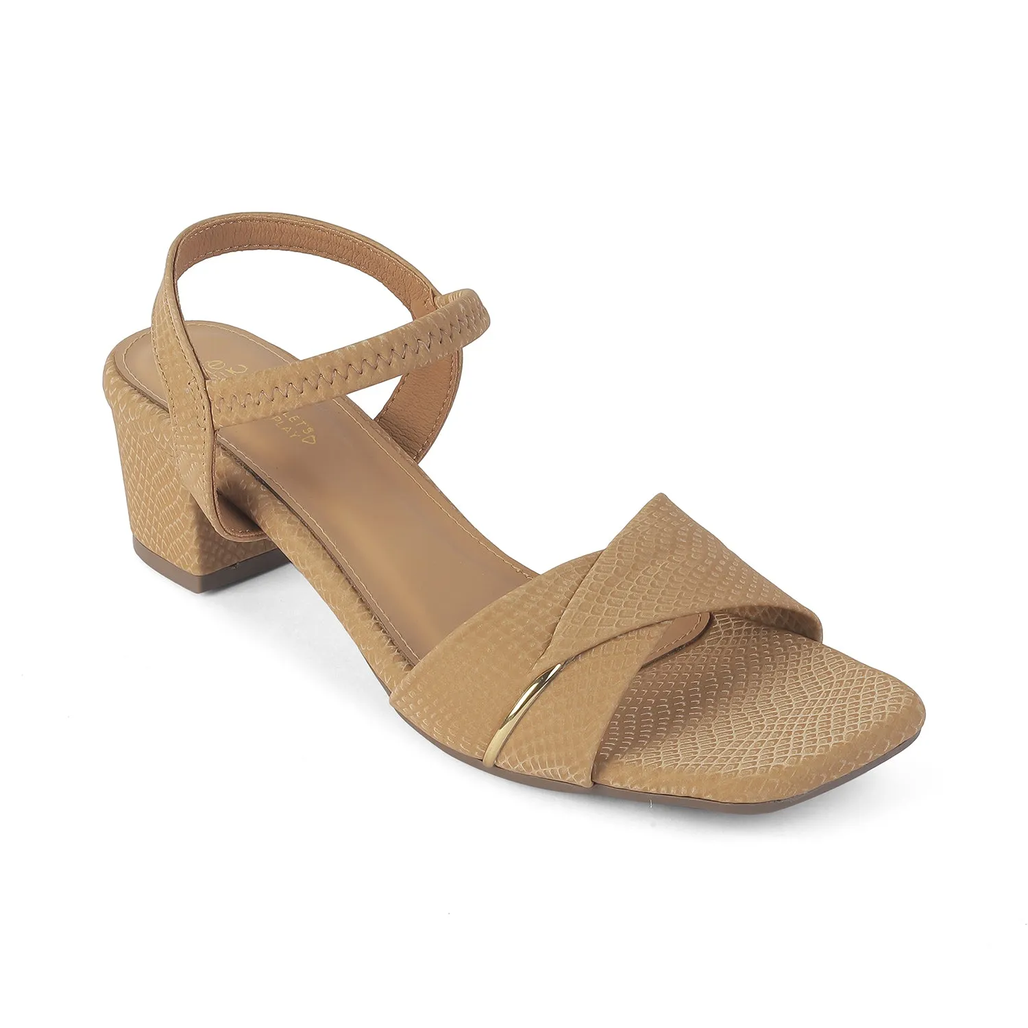 Tresmode Lux Beige Women's Dress Block Heel Sandals