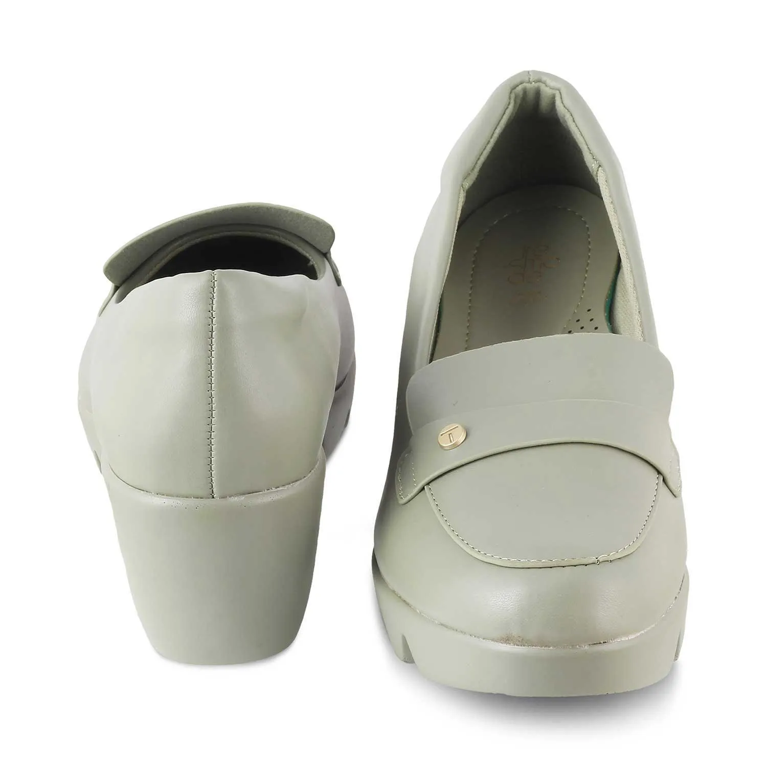 Tresmode Towes Green Women's Dress Wedge Loafers