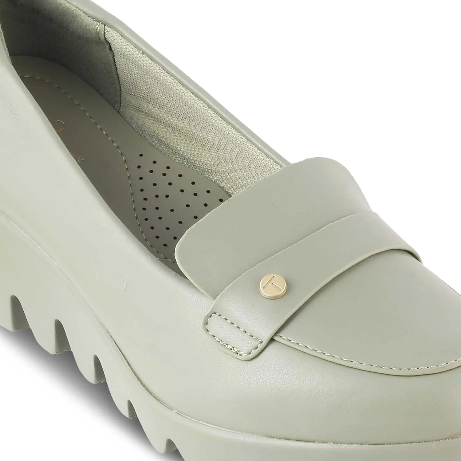 Tresmode Towes Green Women's Dress Wedge Loafers