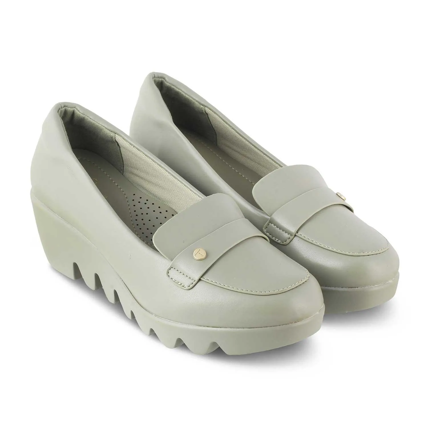 Tresmode Towes Green Women's Dress Wedge Loafers