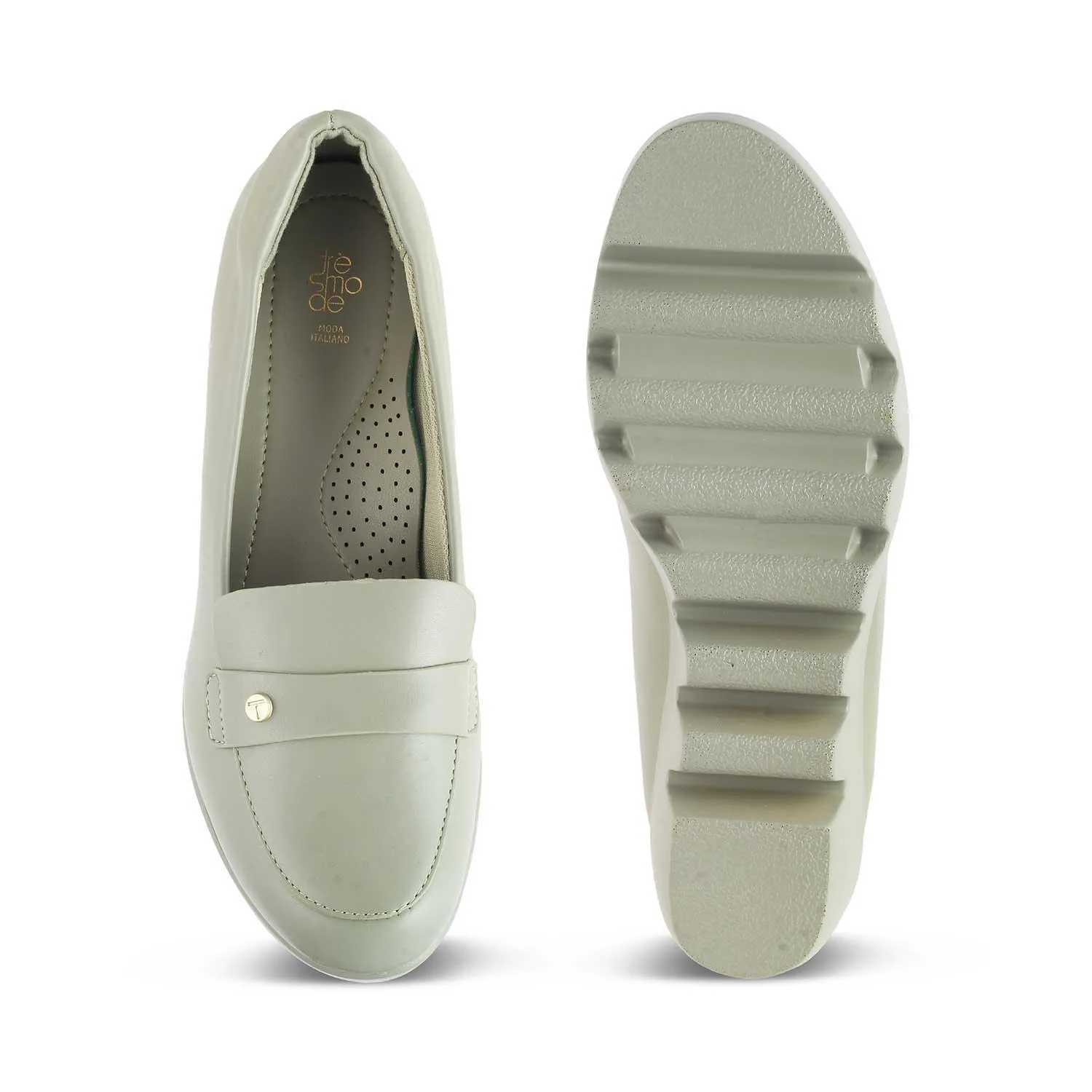 Tresmode Towes Green Women's Dress Wedge Loafers