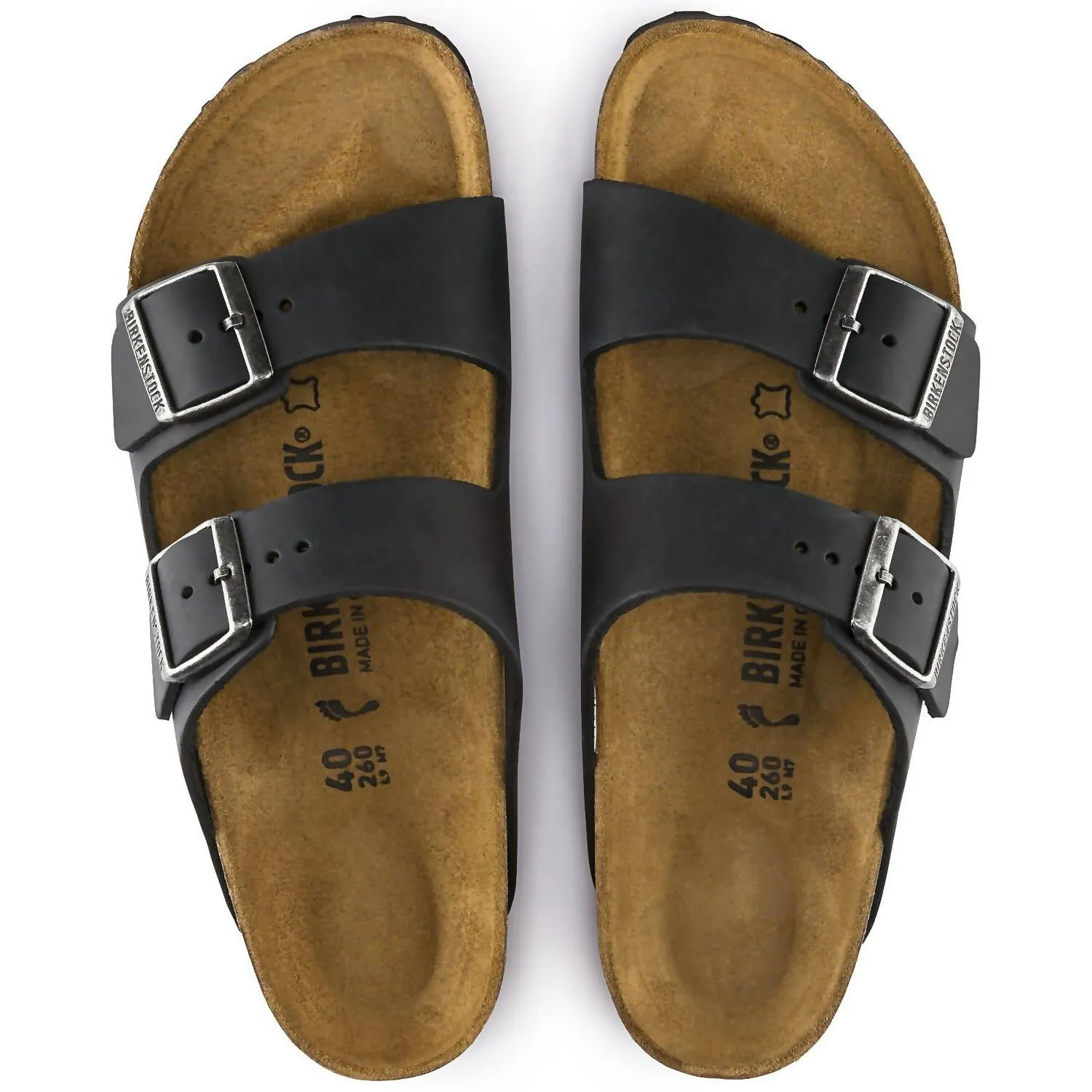 Unisex Arizona Oiled Leather Sandal - Narrow In Black