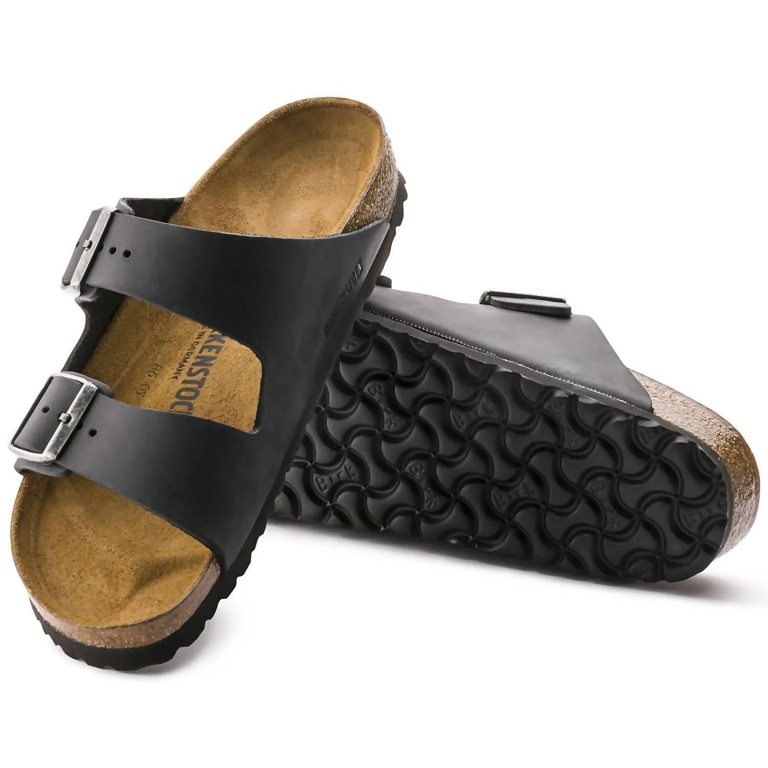 Unisex Arizona Oiled Leather Sandal - Narrow In Black