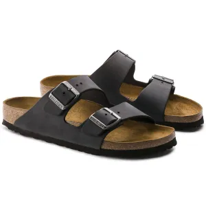 Unisex Arizona Oiled Leather Sandal - Narrow In Black