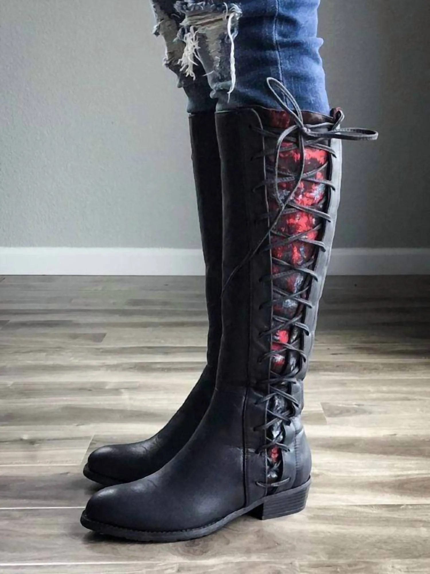 Untraveled Roads Tall Boots In Black Multi