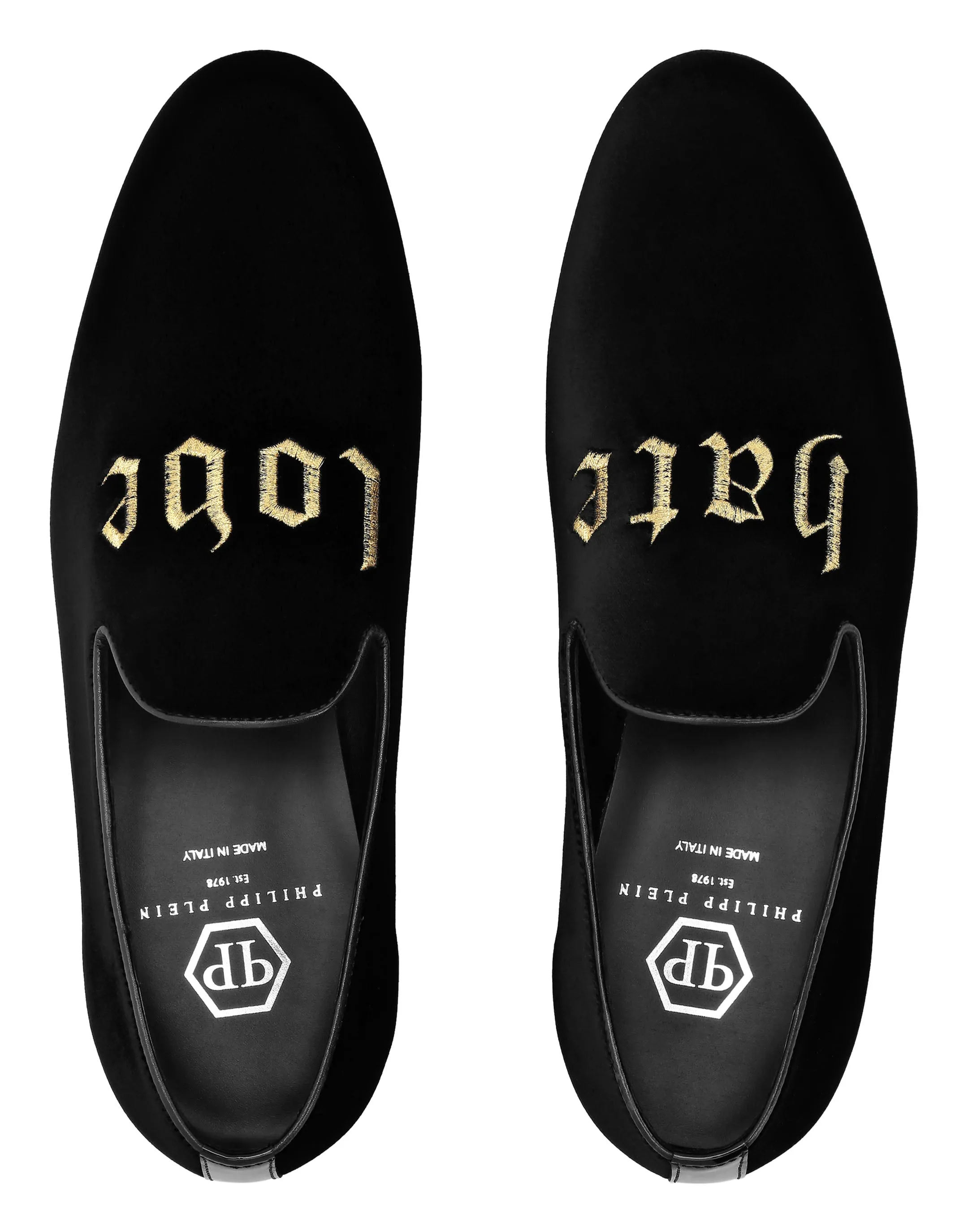 Velvet Loafers Embroidered