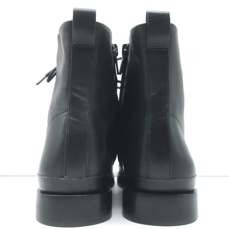 Vince Cooper Lace-Up Ankle Boots Black Leather Size 8
