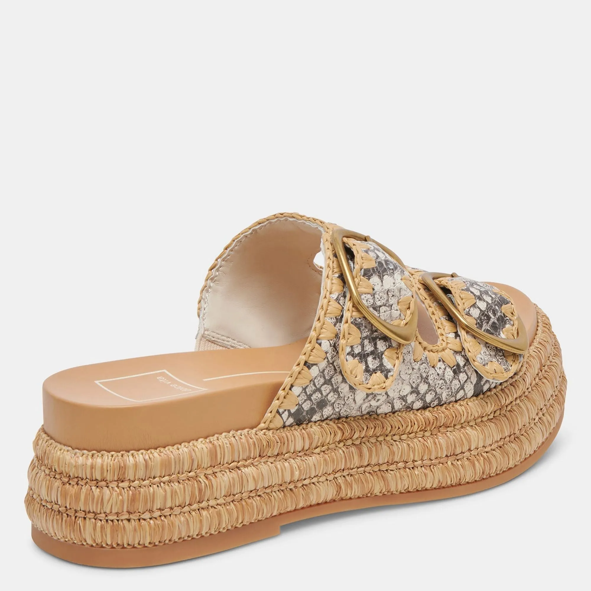 Wanika Sandals Black White Embossed Leather