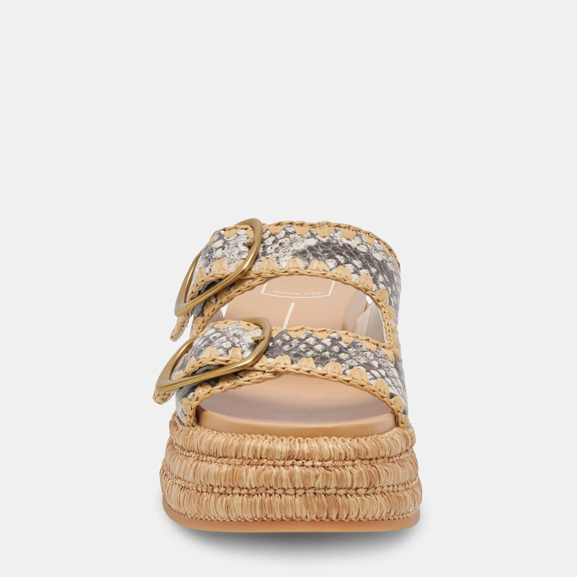 Wanika Sandals Black White Embossed Leather