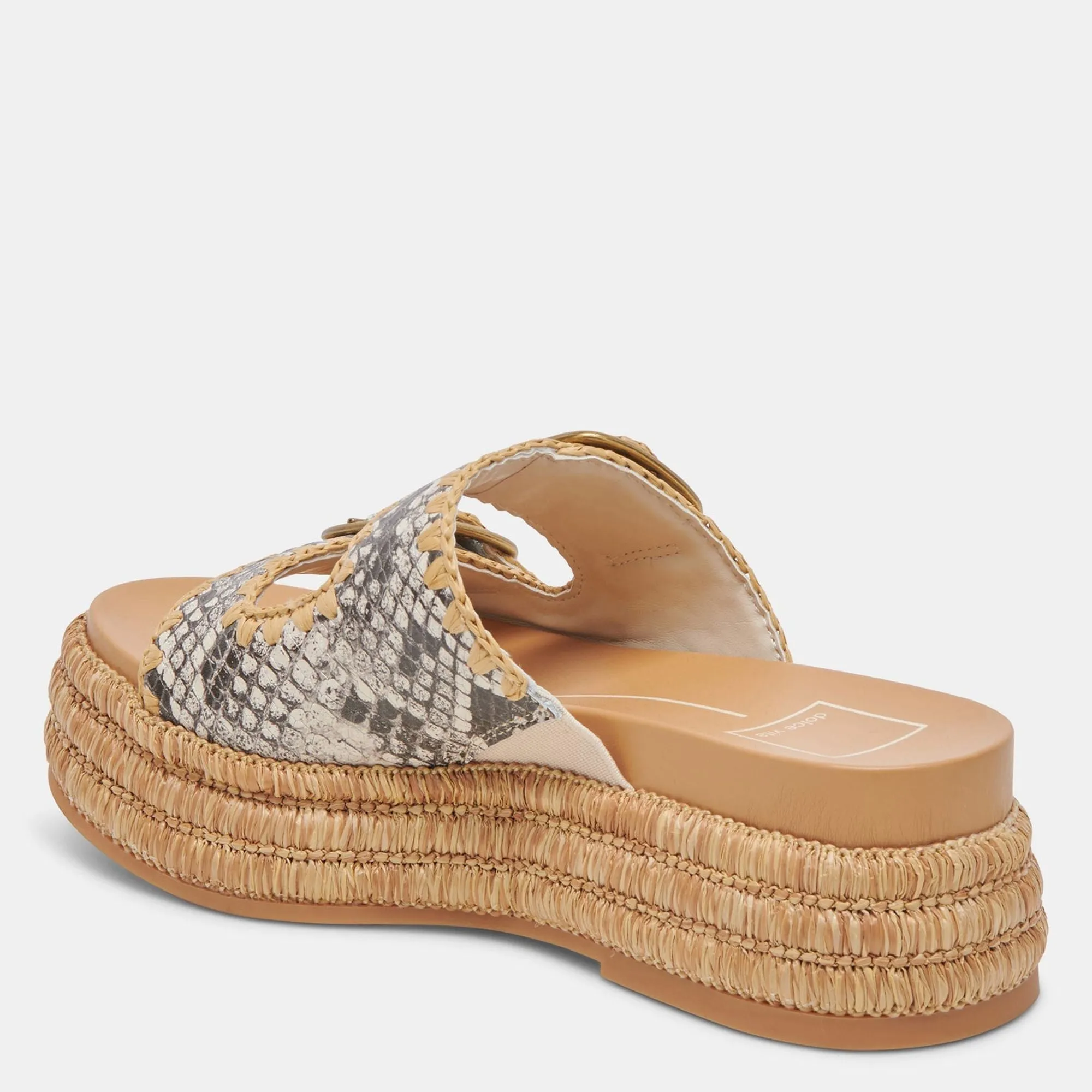 Wanika Sandals Black White Embossed Leather