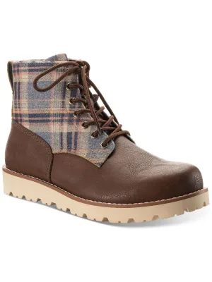 Wilder Mens Faux Leather Lug Sole Combat & Lace-up Boots