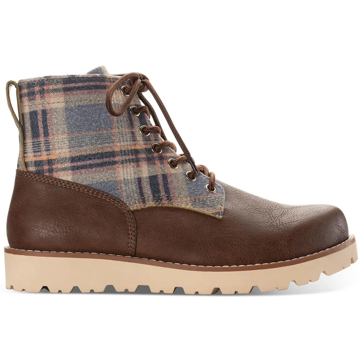 Wilder Mens Faux Leather Lug Sole Combat & Lace-up Boots