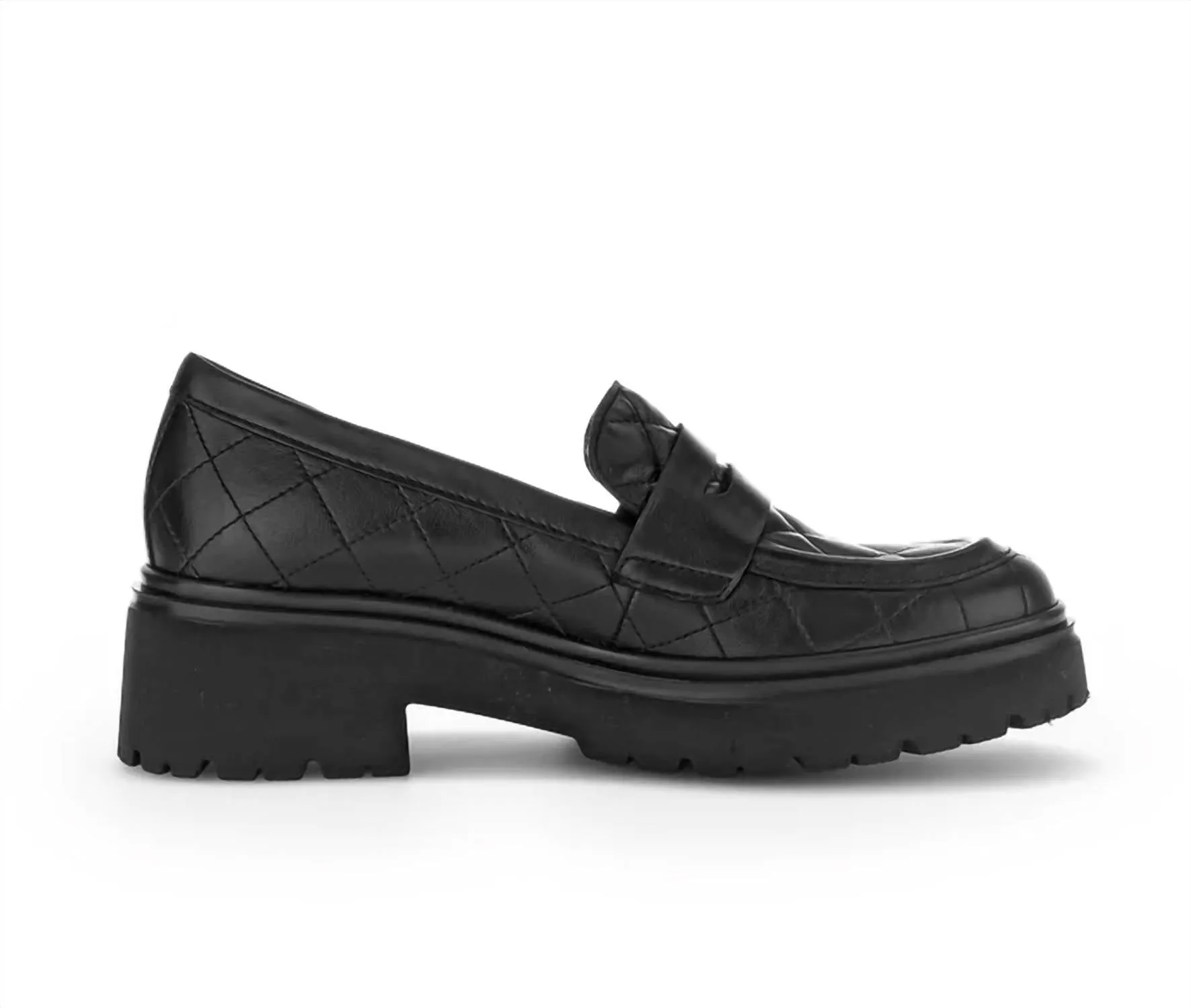 Women's 35.231.27 Penny Loafer In Black Quilted Leather