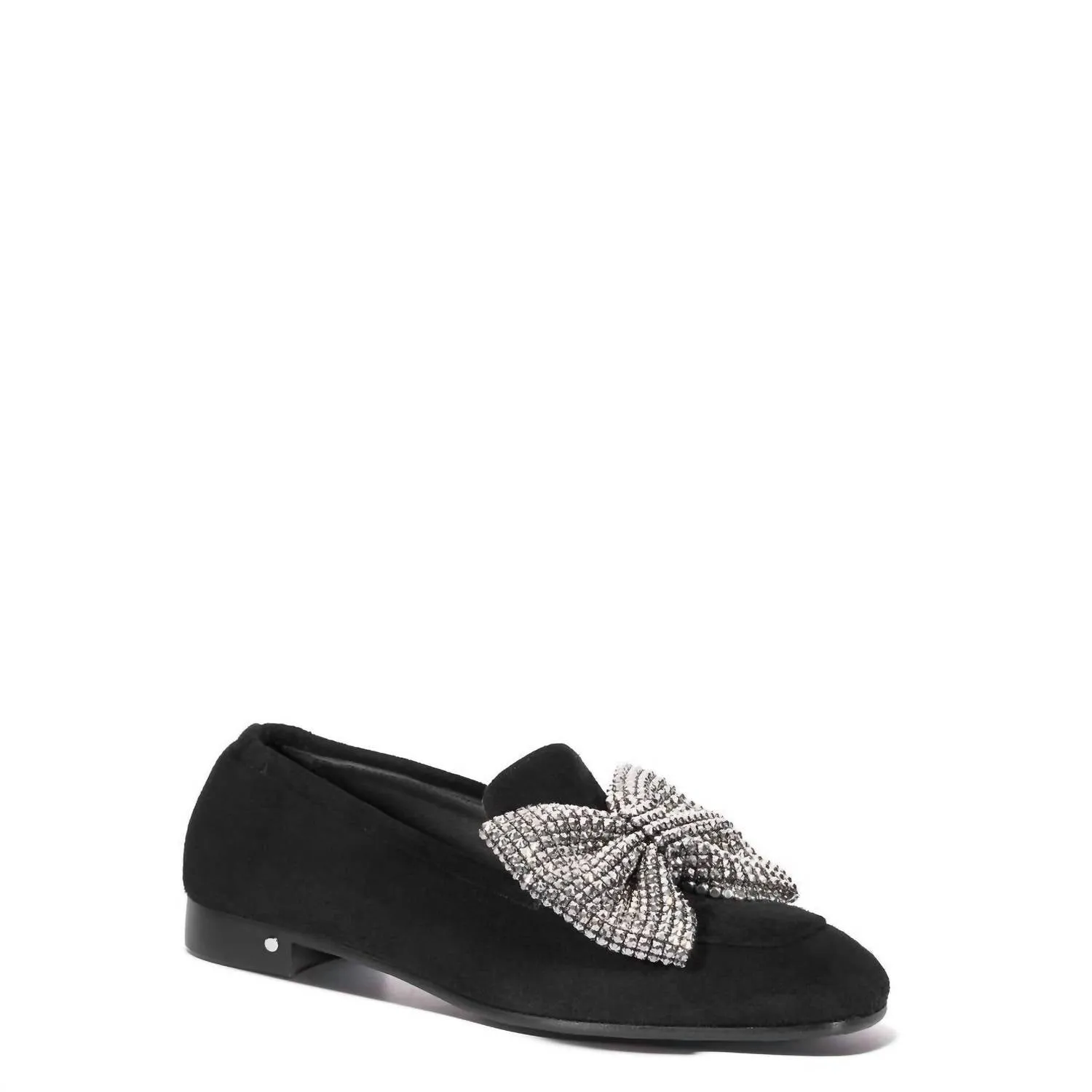 Women's Angela Bow Suede Loafer In Black/silver