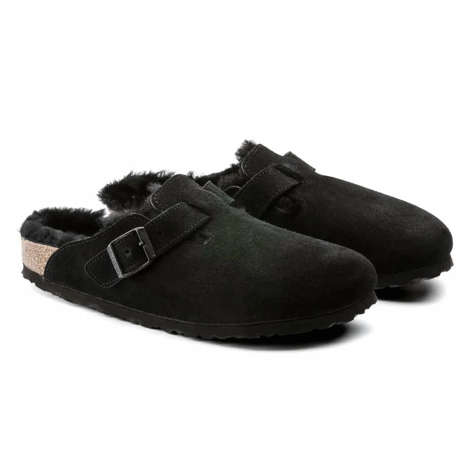Women's Boston Shearling Clog In Black Suede