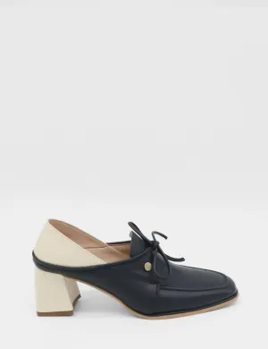 Women's Focus Heeled Loafers In Black/off-White