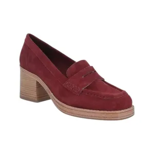 Women's Irene Penny Loafer Heels In Bordo Suede