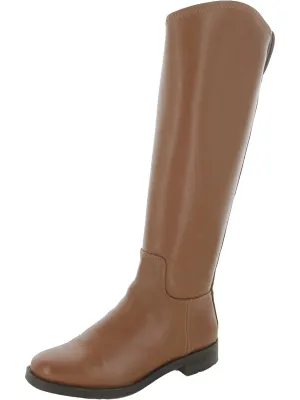 Womens Leather Round Toe Knee-High Boots