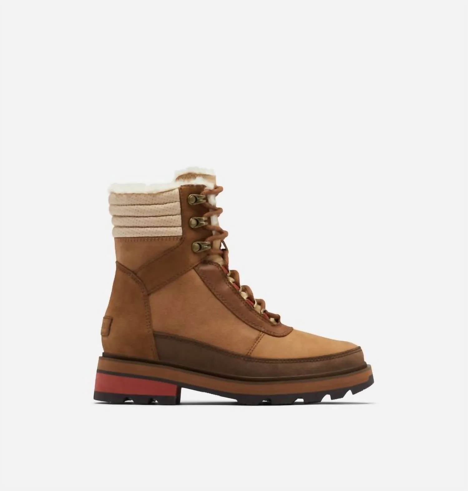 Women's Lennox Lace Cozy Fashion Boots In Velvet Tan/warp Red