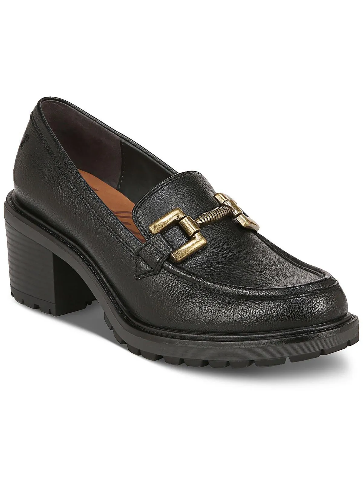 Womens Round Toe Block Heel Loafers