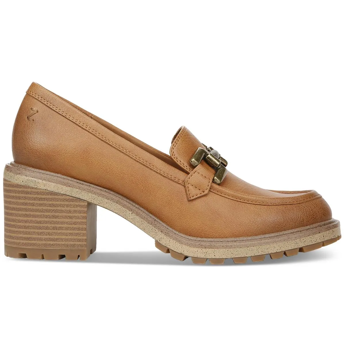 Womens Round Toe Block Heel Loafers
