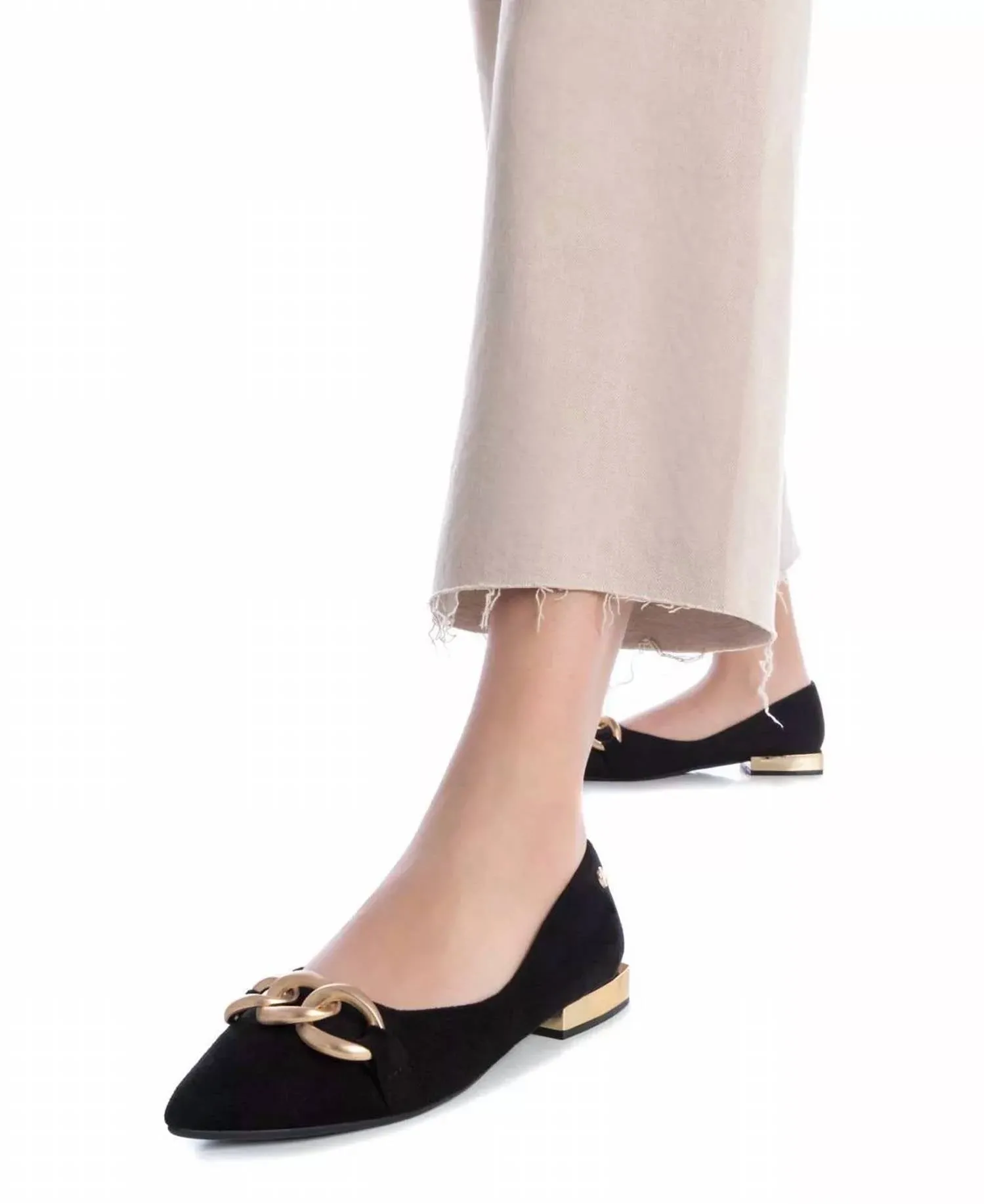Women's Suede Ballet Flats Shoes In Black