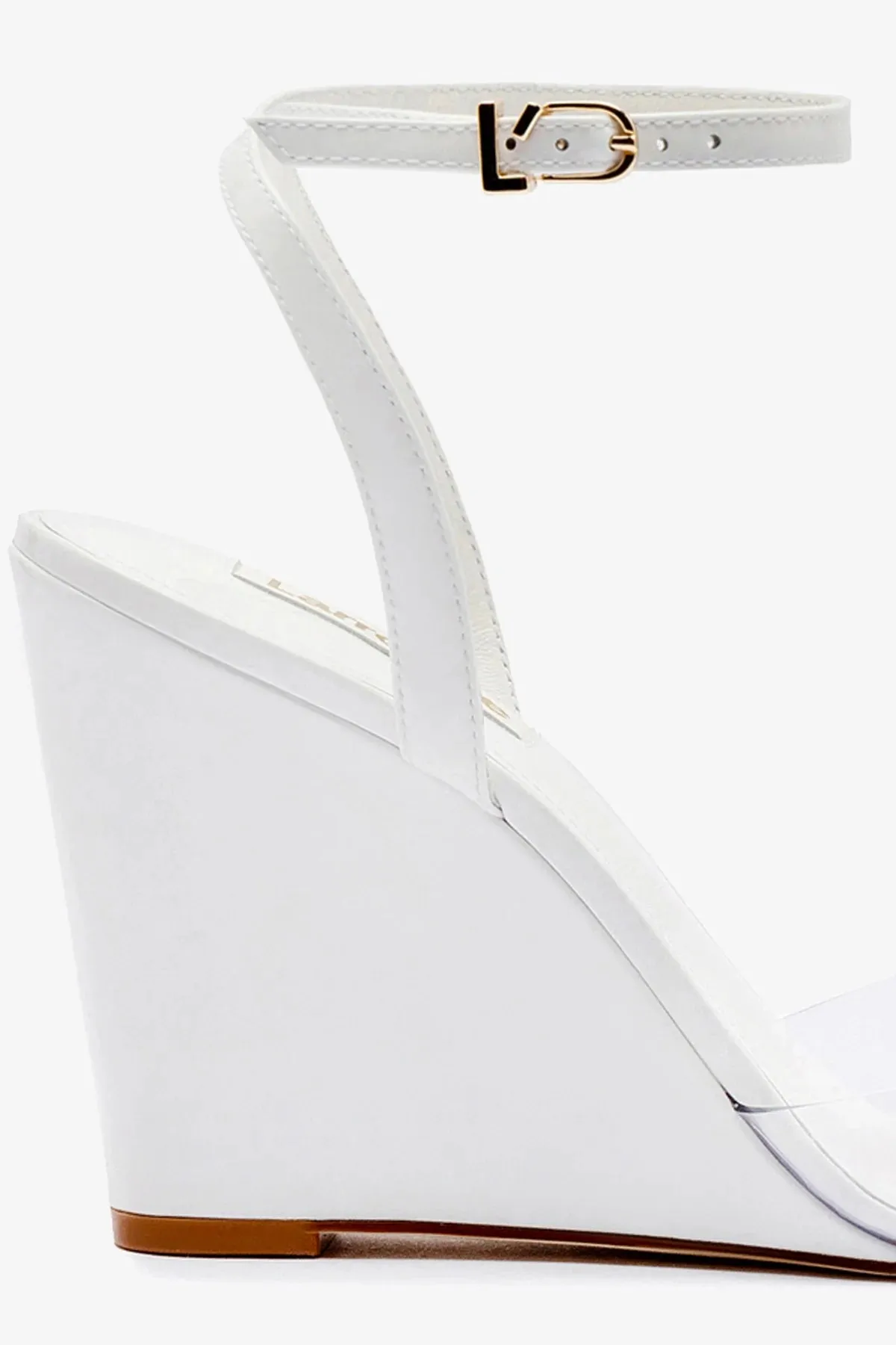 Yves Wedge In White Patent Leather and Vinyl