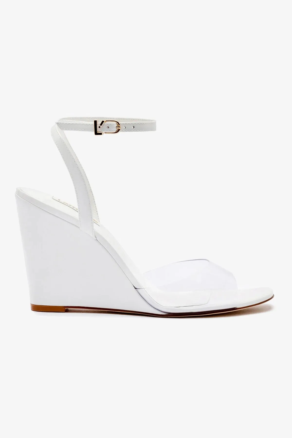 Yves Wedge In White Patent Leather and Vinyl