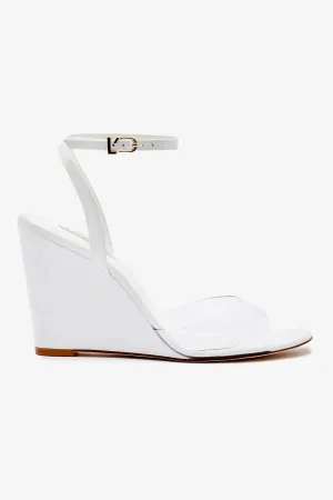 Yves Wedge In White Patent Leather and Vinyl